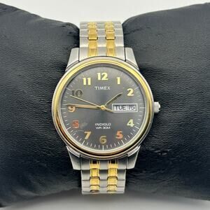 Timex Silver Gold Men’s Watch Date Display Working New Battery